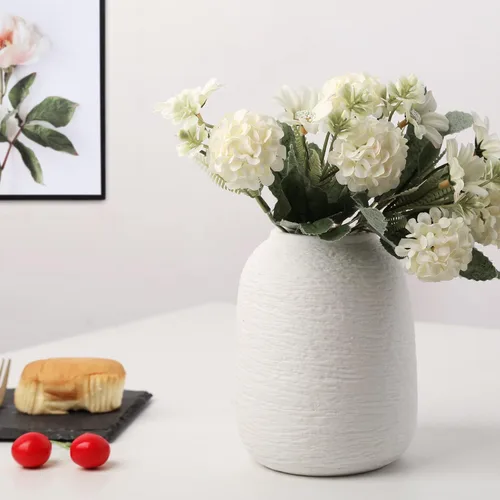 Vista 5 de Jarrones blancos, jarrón minimalista, jarrón de cerámica, moderno jarrón de flores para decoración del hogar, se adapta a todas partes, la mejor