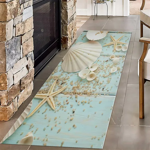 Vista 18 de Alfombra de pasillo larga con diseño de tortuga de acuarela, 2 x 6 pies, alfombra de camino de tortuga azul agua de mar para pasillos, alfombra