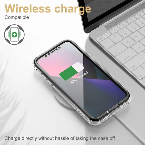Vista 6 de SURITCH Funda transparente para iPhone 11 (solamente) de 6.1 pulgadas, [protector de pantalla integrado] cubierta protectora de cuerpo completo a