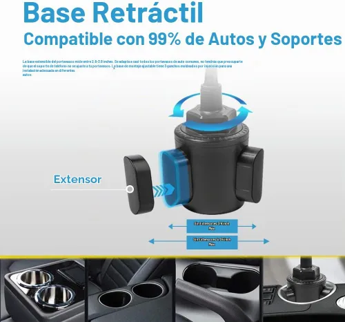 Vista 3 de Soporte para teléfono 2 en 1, soporte universal de cuello de cisne ajustable, rotación 360, liberación de un botón, se adapta a teléfonos de 4 a 7