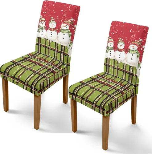 Vista 25 de Rnyleeg Fundas de silla de Navidad para sala de estar, diseño de muñeco de nieve azul, estampado de pájaros, fundas para sillas de comedor, 1