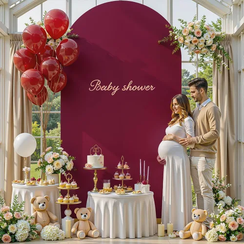 Vista 256 de Baby Blue Arch Backdrop Cover, 6FT Spandex Fitted Wedding Arch Stand Covers Round Top Chiara Backdrop Cover for Birthday Party Ceremony Banquet Azul