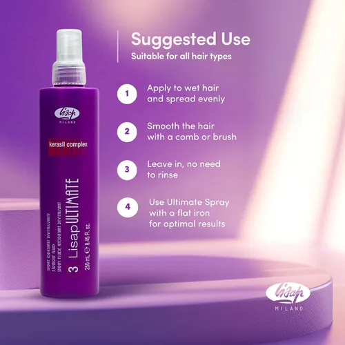 Vista 6 de Lisap Protector térmico para el cabello, spray líquido liso definitivo, productos para el cabello antiencrespamiento, protección térmica