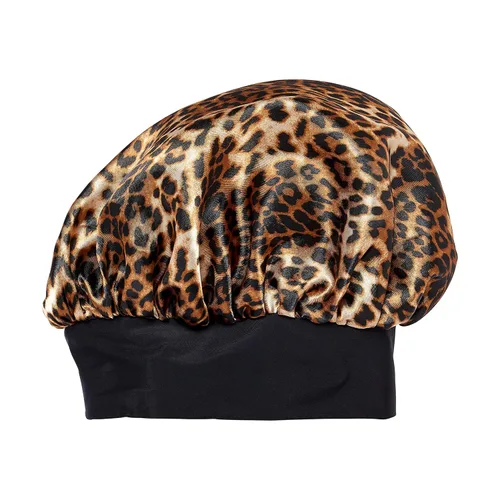 Vista 3 de KISS Colors & Care Gorra de satén sedoso con borde ancho de doble desgaste, XL, leopardo, diseño reversible de doble cara, protege los estilos