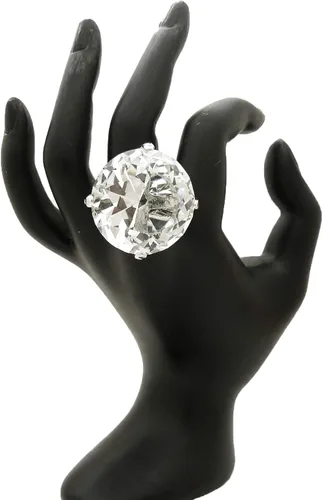 Vista 2 de Fashion 21 Anillo elástico de piedra colorida de cristal extra grande para mujer (transparente plateado)