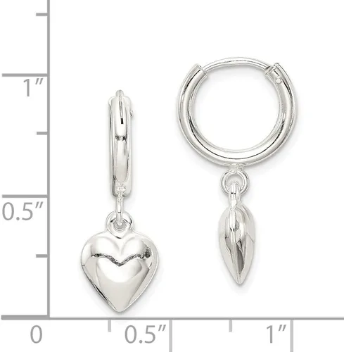 Vista 4 de Auriga Fine Jewelry Aretes de aro colgantes de plata de ley 925 con corazón abombado (L-0.984in, W-0.984in), regalo para mujer, Metal, No es una