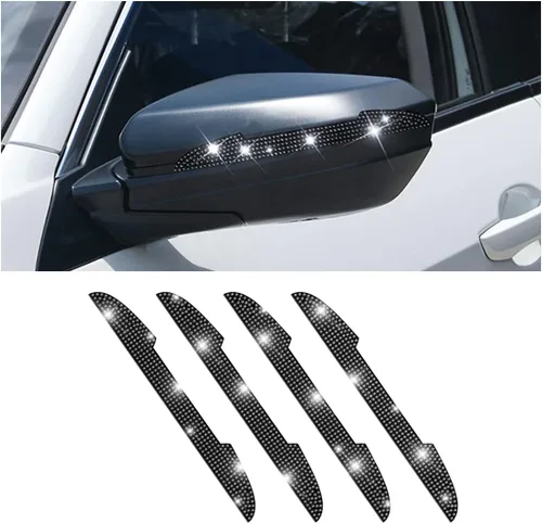 Vista 8 de 4 protectores de arañazos con diamantes de imitación para manija de puerta de auto, universales, para espejo retrovisor lateral, protector de borde