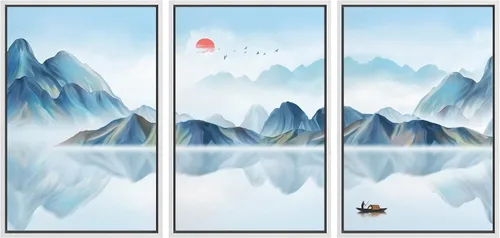 Vista 26 de NWT Lienzo enmarcado para pared, juego de arte en acuarela pastel, bosque de montaña oscura, naturaleza silvestre, ilustraciones de arte moderno
