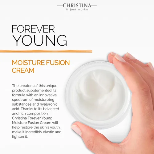 Vista 3 de CHRISTINA- Forever Young Moisture Fusion Cream para rostro con ácido hialurónico Hidratante facial rejuvenece y reafirma la piel 1.7 fl oz