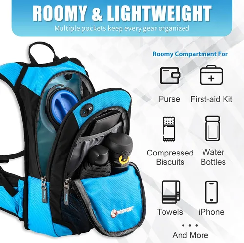 Vista 3 de Mochila de hidratación para senderismo con bolsa de agua - Miracol Bolsa de agua aislada con vejiga de 2L
