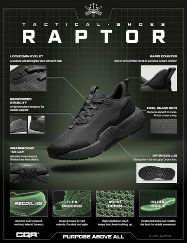 Vista 6 de CQR Men's Tactical Combat Hiking Boots Raptor Negro