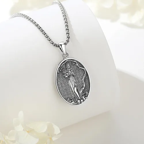 Vista 171 de EUDORA Collar de plata de ley 925 con moneda Hécate, Athena, Perséfono, Nyx, diosa de la luna triple, diosa celta, rueda de Hécate, llave, regalo