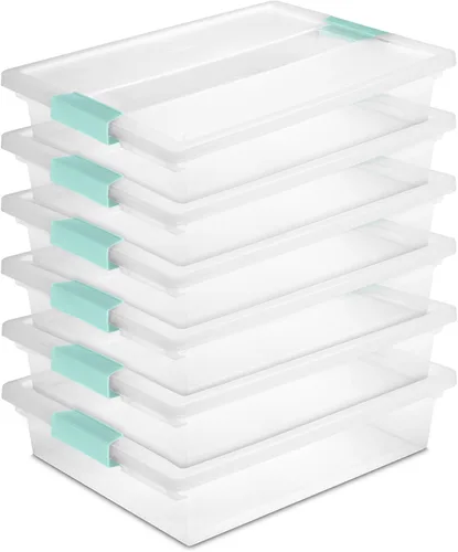 Vista 11 de Sterilite - Juego de 6 cajas con clip, contenedores apilables transparentes de plástico con tapas de cierre, pequeños - Contenedores