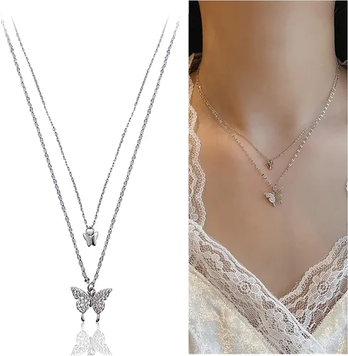 Vista 2 de XIANGLIANG Collar multicapa para mujer, colgante de varias capas, collares y collares para mujer, joyería de disfraz