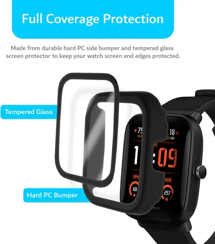 Vista 3 de TUDIA Funda de vidrio templado fácil de poner compatible con Bip U Pro, cobertura completa, a prueba de golpes, delgada, con protector de pantalla