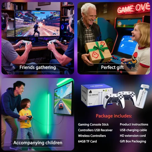 Vista 7 de Wireless Retro Game Console Built-in 20000+ Games and 23 Emulators, 2025 New Plug & Play Retro Gaming Console with 4K Output & Dual 2.4G