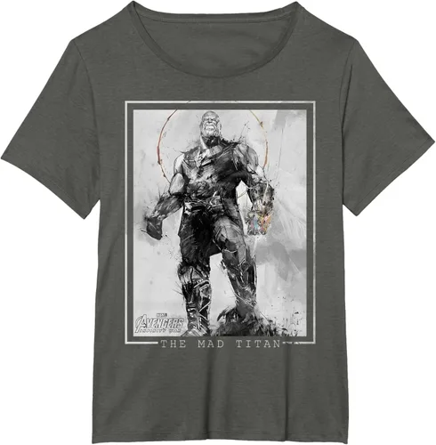 Vista 52 de Marvel Avengers Infinity War Thanos Sketch Graphic Camiseta Negro