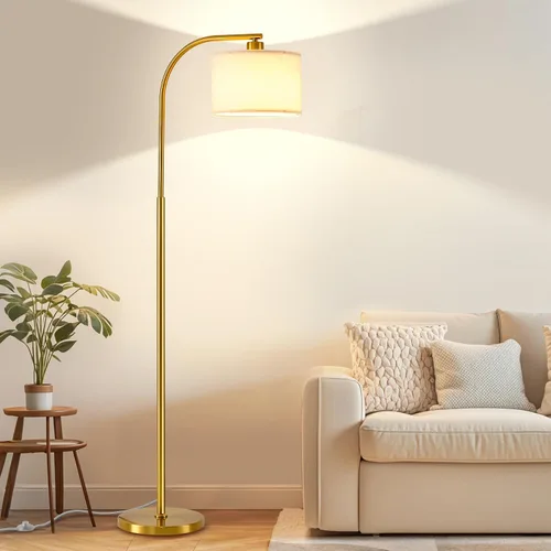 Vista 12 de Floor Lamp for Living Room,Modern Standing Lamps with 9W LED Bulb,65'' Silver Tall Floor Light with Fabric Shade,3 Color Temperatures Tall Lamp for