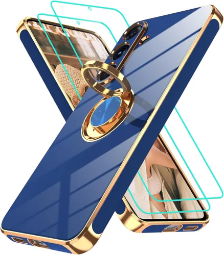 Vista 72 de Funda para Motorola Moto G 5G 2024: Funda Moto G Play 5G 2024 con 2 piezas de protectores de pantalla, soporte de anillo de rotación de 360°