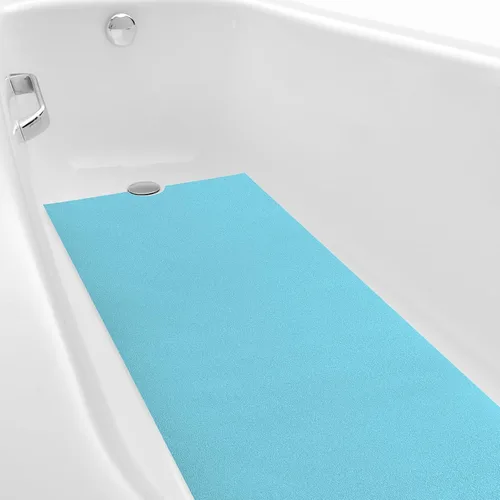 Vista 8 de Dunzoom Alfombrilla antideslizante para bañera de 16 x 40 pulgadas con corte de drenaje, antideslizante, antideslizante, segura, alfombrilla