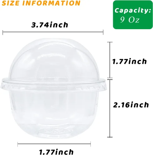 Vista 2 de Alaeseje 50 paquetes de vasos de plástico transparente de 9 onzas con tapas de cúpula, vasos desechables para postres y fiestas (sin agujero), vasos