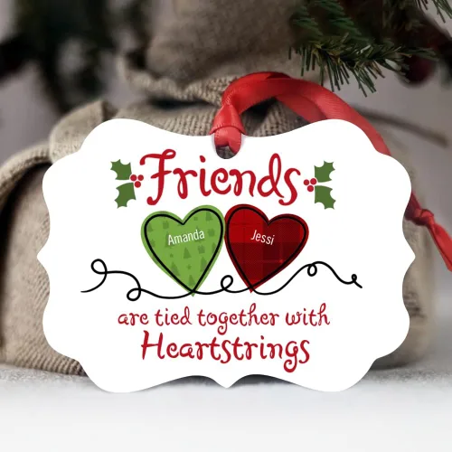 Vista 4 de Gossby Adorno de Navidad personalizado con texto en inglés «Friends», regalo de Navidad personalizado para mujeres con nombres, adorno de mejor