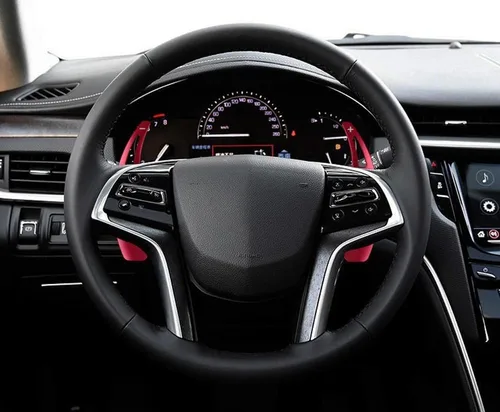 Vista 5 de iJDMTOY Deportes Rojo CNC Billet Aluminio Grandes Extensiones de Paleta Compatible con Cadillac XTS 2013-2019