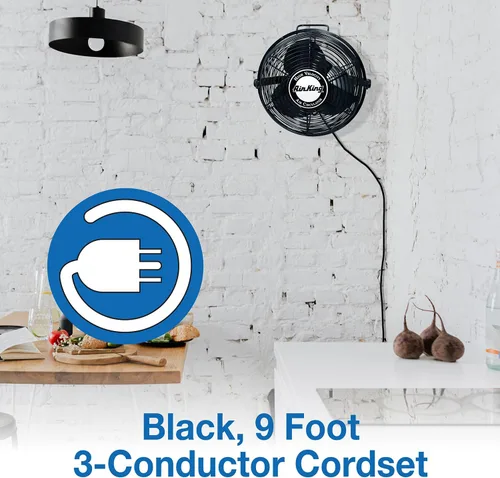 Vista 5 de Air King 9312 Ventilador de pared de acero con recubrimiento en polvo, negro