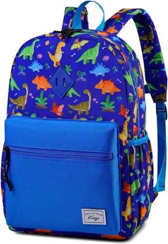 Vista 7 de Kasqo Mochila infantil para niños y niñas, mochila escolar de jardín de Dinosaurio Negro