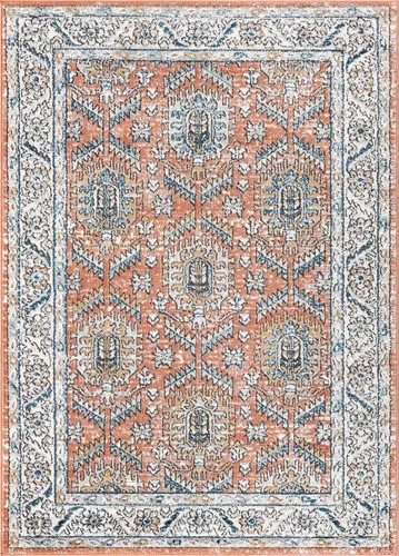 Vista 2 de Unique Loom Nyla Collection - Alfombra de área - Princesa (4 pies 1 pulgada x 6 pies 1 pulgada rectangular, rosa salmón/marrón)