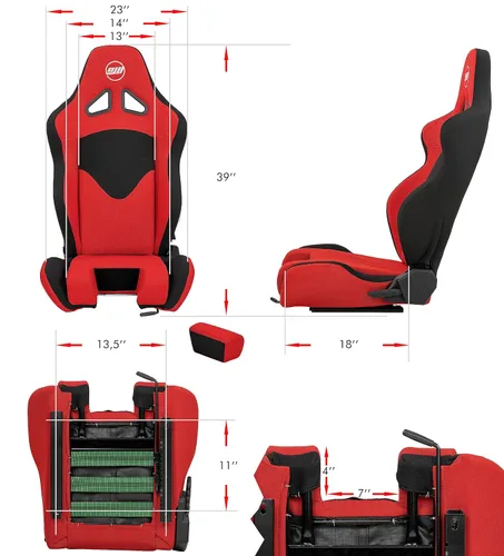 Vista 3 de OpenWheeler Racing and Flight Sim Seat, Simulator Cockpit. Sliding Rails Included. Red on Black. Breathable Fabric Upholstery