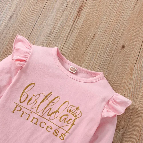 Vista 4 de Conjunto de camiseta de cumpleaños para niñas pequeñas, chaleco de princesa con volantes, camiseta sin mangas para bebés