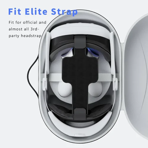 Vista 2 de Funda de transporte rígida compatible con Meta Quest 3 2023, apta para correa de cabeza Elite con controlador táctil, cable USB-C, almacenamiento