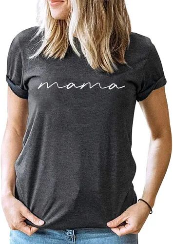 Vista 6 de ASTANFY Camiseta de manga corta para mujer con estampado de letras para mamá
