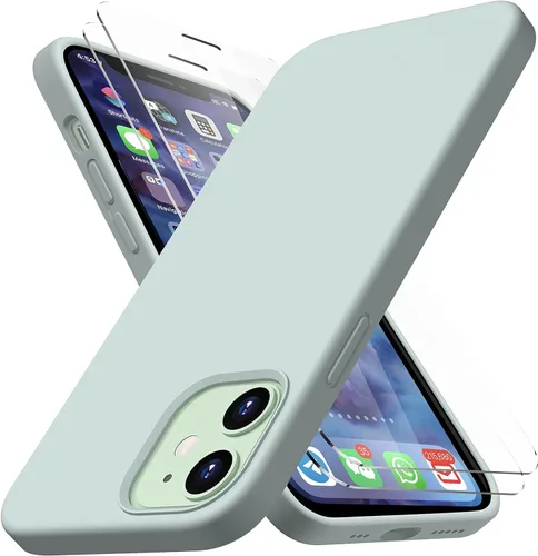 Vista 26 de CellEver Funda de silicona resistente para iPhone 12 y 12 Pro, dos protectores de pantalla de vidrio inastillables, protección militar contra Negro