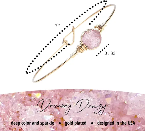 Vista 2 de NTLX Pulsera chapada en oro para mujer Elegante diseño dorado Pulsera Druzy Gran regalo
