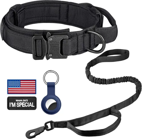 Vista 13 de DAGANXI - Collar táctico para perro, collar ajustable de nailon para adiestramiento con asa de control y hebilla, para perros medianos y grandes