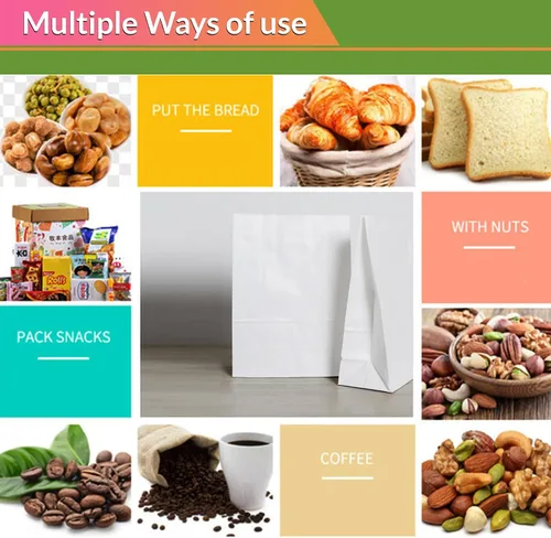 Vista 4 de Bolsas de papel blanco de 4 libras, bolsas para almuerzo, manualidades y comestibles, paquete de 500
