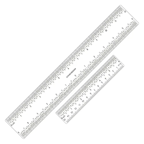 Vista 15 de 10 reglas cuadradas en T transparentes de 6 pulgadas/5.9 in, en pulgadas y métricas, regla cuadrada en T, transparente, regla en T