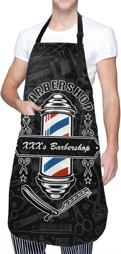 Vista 2 de Delantal de peluquería personalizado para hombres y mujeres, con logotipo, con foto, con bolsillos, delantal personalizado