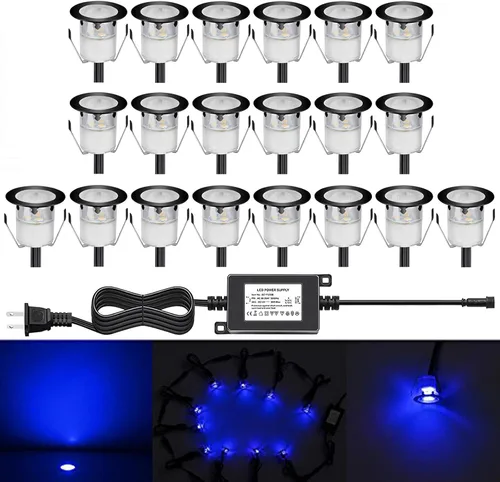 Vista 9 de Kits de luces LED empotrables para cubierta con carcasa protectora, iluminación LED de paisaje al aire libre IP67 impermeable, CC 12 V de bajo Azul