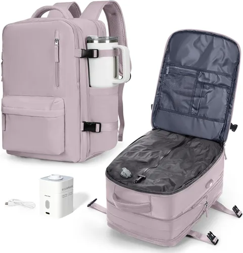 Vista 20 de VGCUB Mochila grande de viaje para trabajo, negocios, mochila para computadora portátil aprobada para vuelo, para mujeres y hombres, mochila