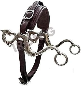 Vista 2 de Dragon Hackamore - Broca de caballo sin mordedura inglesa occidental ajustable, color marrón