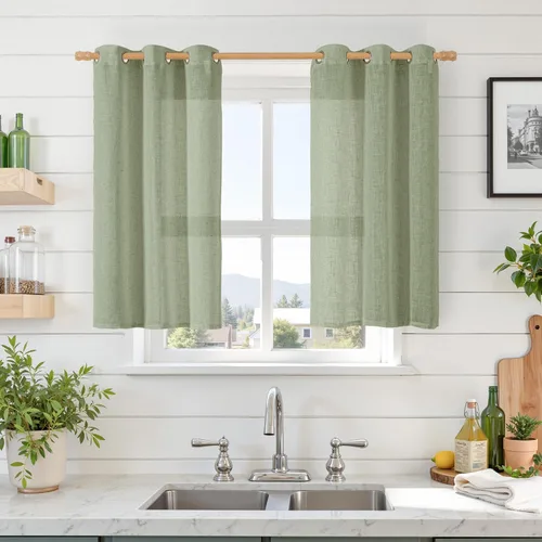 Vista 161 de LAMIT Cortinas de lino marrón caramelo para sala de estar, 84 pulgadas, de lino sintético, texturizado, filtrante de luz, paneles de privacidad