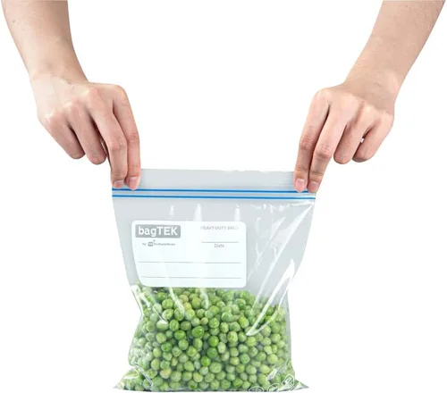 Vista 9 de Restaurantware Bag Tek - Bolsas con cremallera para congelador de 1 cuarto de galón, 25 bolsas desechables con cremallera, bolsas de plástico