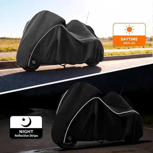 Vista 5 de COVERVIN Trike - Funda impermeable para motocicleta de 3 ruedas para Harley Honda Goldwing Freewheeler Tri Glide Ultra, con cremallera de antena