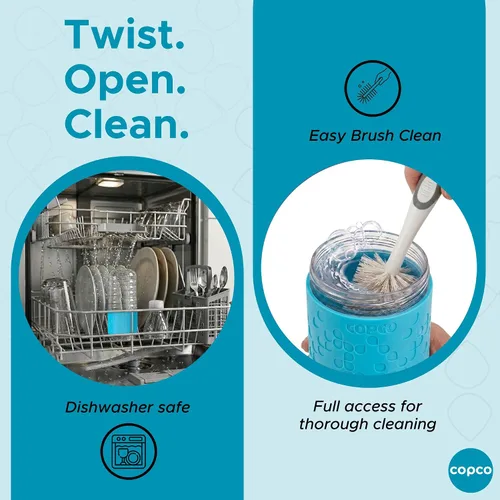 Vista 5 de Copco Hydra - Botella de agua de 16.9 onzas, juego de 2, botellas de Tritan sin BPA con cierre a prueba de fugas y funda de agarre, ligeras