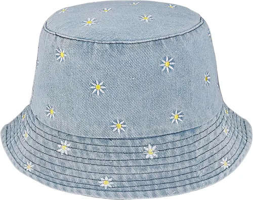 Vista 7 de MILAKOO Gorra unisex de pescador de mezclilla lavada para mujer, de ala ancha, ligera, plegable