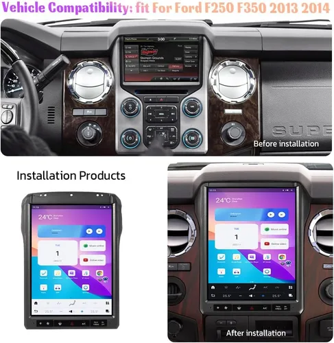 Vista 2 de Abdroid 13 Radio de coche para Ford F250 F350 2013 2014 Tesla estilo 14.4 pulgadas pantalla táctil Android Auto navegación GPS 128 GB reproductor