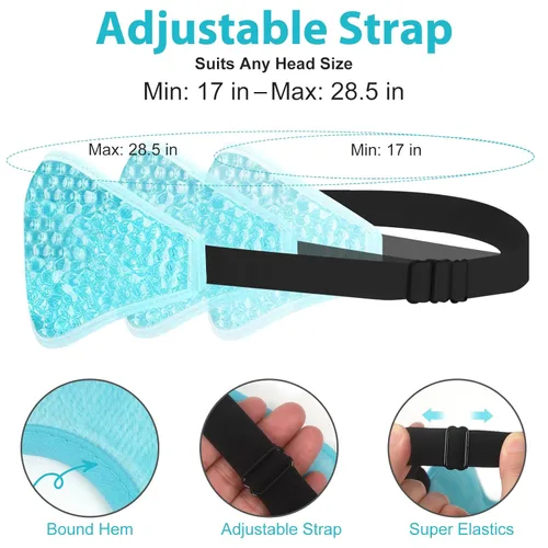 Vista 7 de Máscara de gel para ojos BeeVines, paquete de 2 máscaras de hielo refrescantes para ojos hinchados para hombres y mujeres, compresa fría y caliente